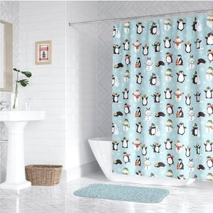 Penguin winter shower curtain